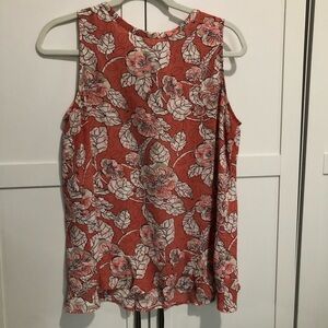 LOFT Floral Sleeveless Top - coral